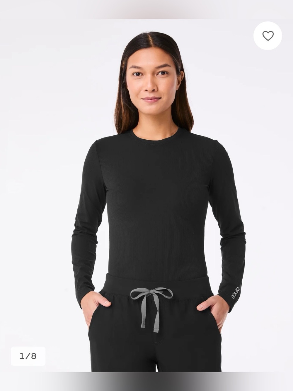 NWT FIGS Women’s Ribbed Long Sleeve Underscrub in Black Size XS